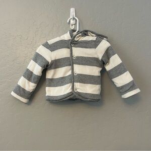⭐️Burt's Bees organic gray and white striped reversible jacket size 6-9 month